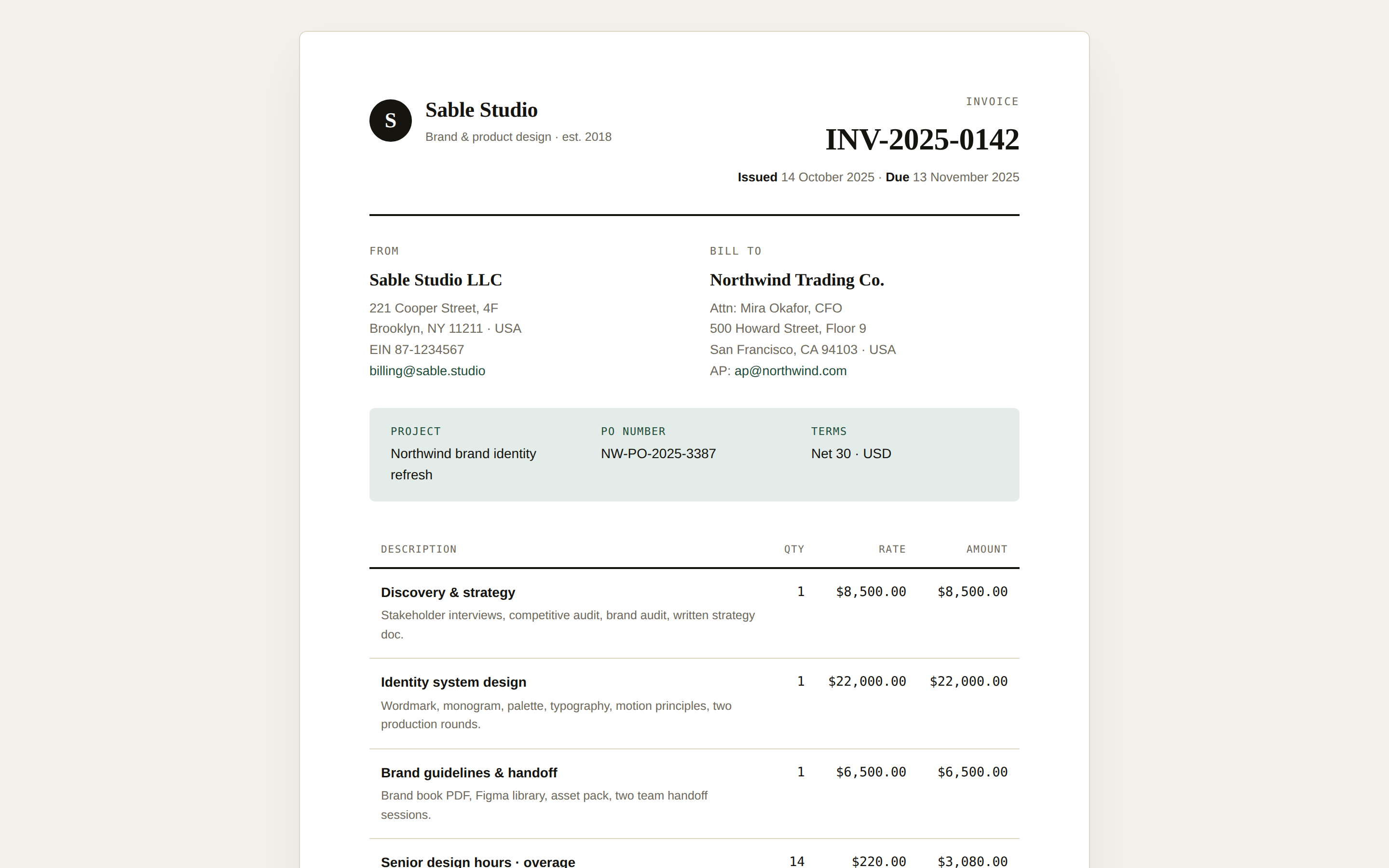 Invoice preview